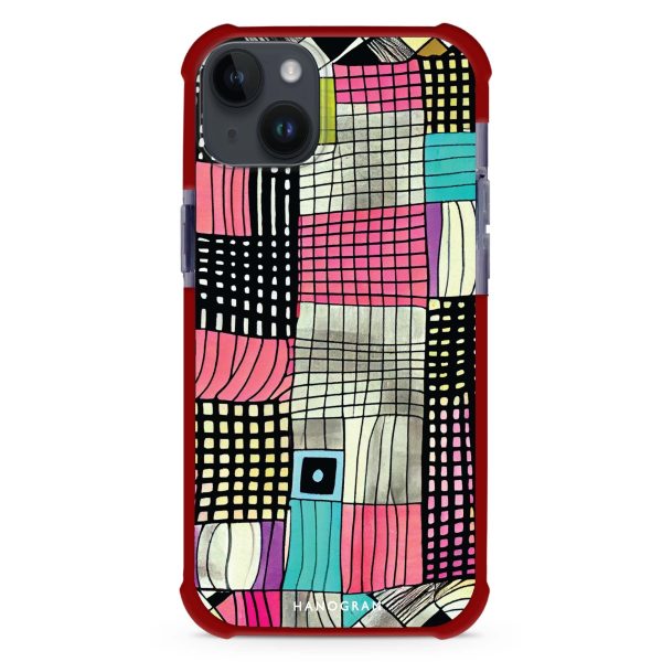 Abstract Checked Pattern iPhone 15 MagSafe Compatible Ultra Shockproof Case Online Sale