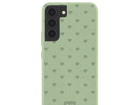 Sage Green Hearts Samsung Galaxy S22 Case on Sale