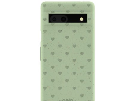 Sage Green Hearts Google Pixel 7a Case Supply