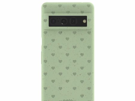 Sage Green Hearts Google Pixel 7 Pro Case For Sale