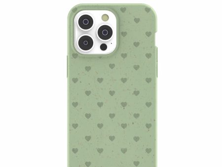 Sage Green Hearts iPhone 14 Pro Max Case with MagSafe Module Online Sale