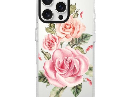 Pink Watercolor Floral iPhone 15 Pro Max Ultra Clear Case For Sale