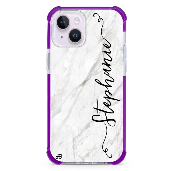 Vertical Cursive & Marble Sleek iPhone 15 Plus Ultra Shockproof Case For Cheap