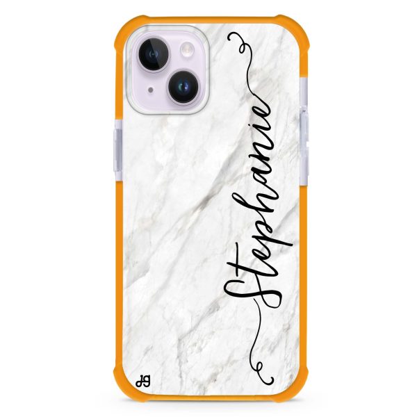 Vertical Cursive & Marble Sleek iPhone 15 Plus Ultra Shockproof Case For Cheap