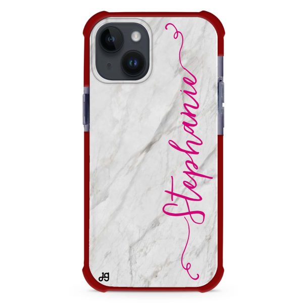 Vertical Cursive & Marble Sleek iPhone 15 Plus Ultra Shockproof Case For Cheap