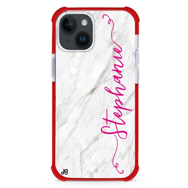 Vertical Cursive & Marble Sleek iPhone 15 Plus Ultra Shockproof Case For Cheap